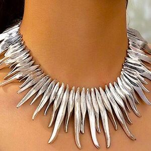 Silver Fringe Statement Choker
